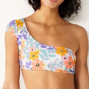 Ninety Nine Degrees Juniors Floral Cap Sleeve One-Shoulder Bikini Top Sz XXL
